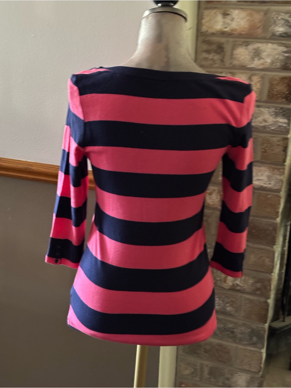 GAP Navy and Hot Pink Striped Boatneck Top - Picture 2 of 4